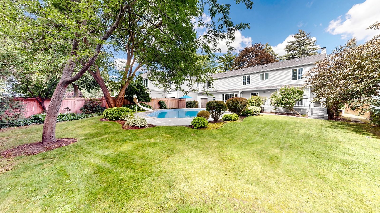 Back lawn and mature trees