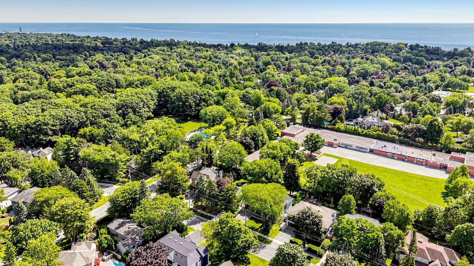 Aerial view toward the lake
