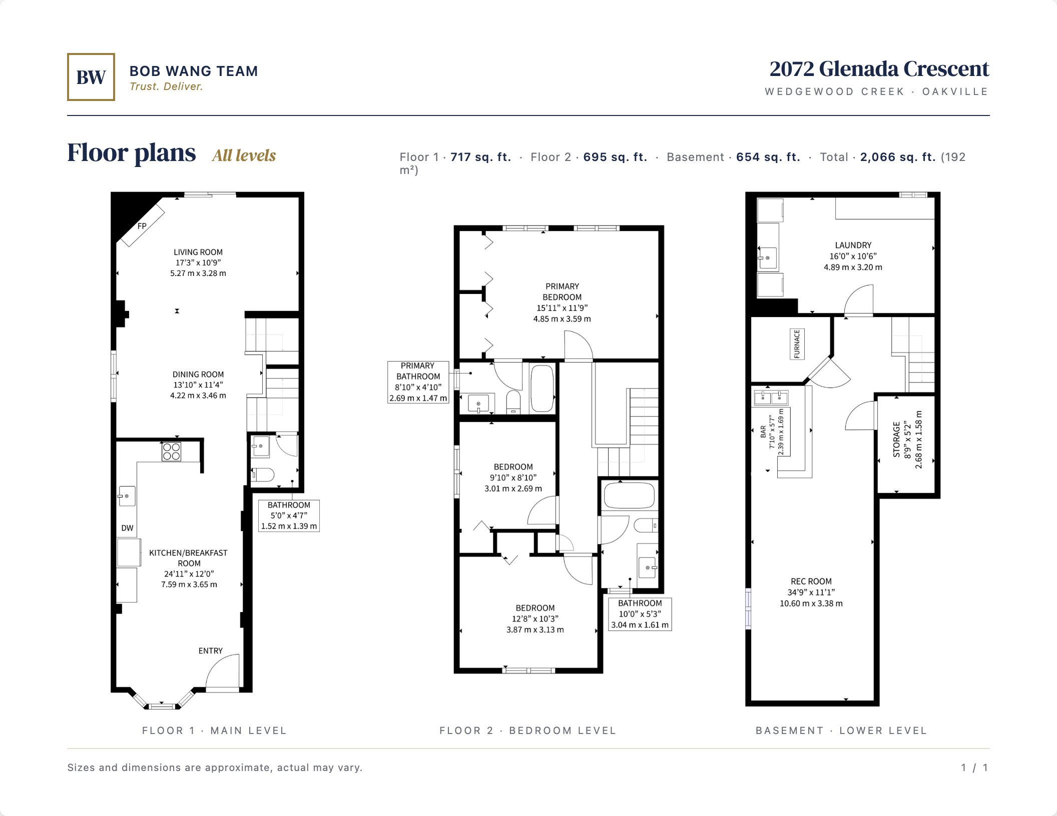 2072 Glenada Crescent — floor plans, all levels