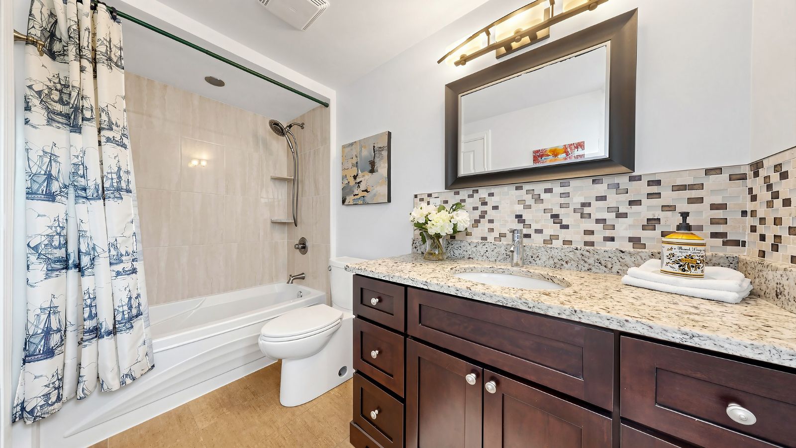 Main bath vanity and tub