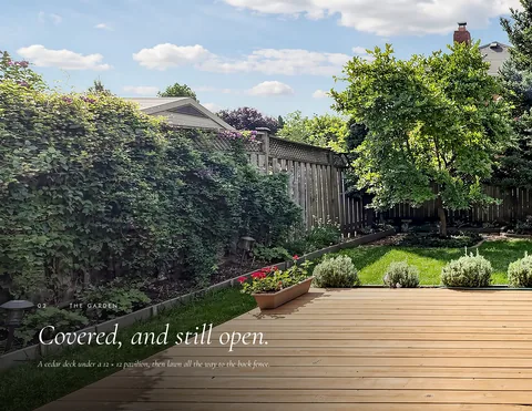 Brochure page 6: the cedar deck, pavilion and garden